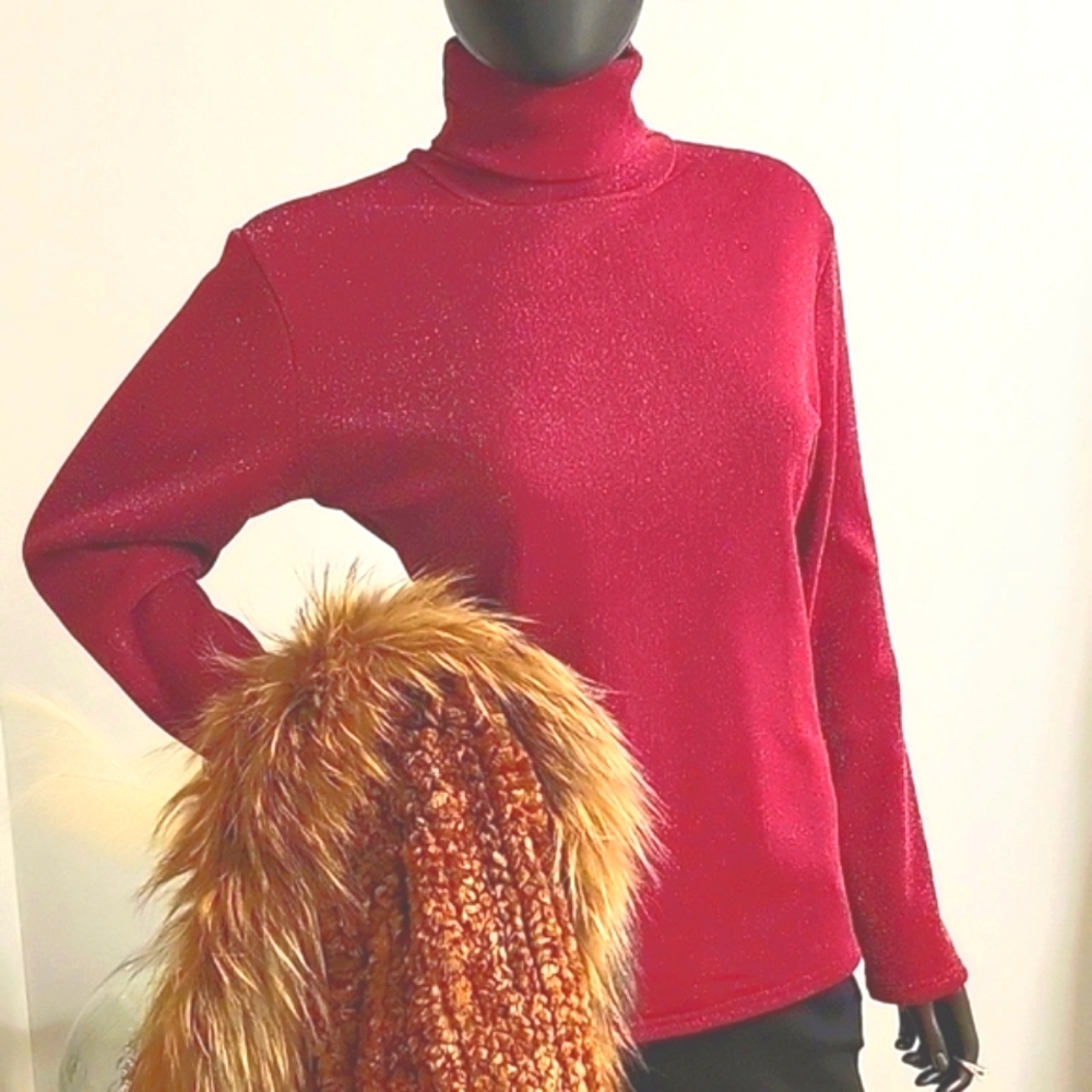 Stunning A&O Lng Slv Wine Colored Turtleneck Sweater | 55% Silk | Sz Lrg